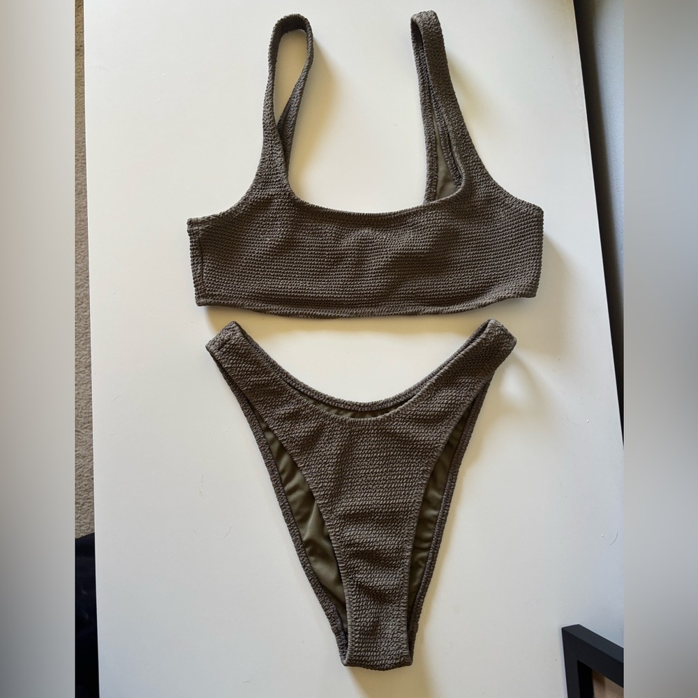 PacSun Olive Textured Bikini Top